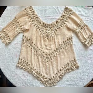 Boho crochet cover up shirt - one size